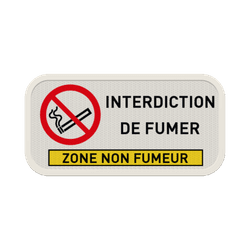 Panneau horizontal d&rsquo;interdiction de fumer avec encadr&eacute; jaune personnalisable