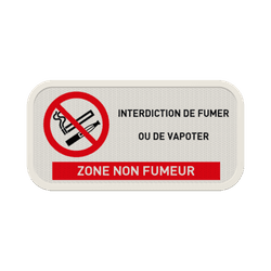 Panneau horizontal interdit de fumer et de vapoter avec encadr&eacute; rouge personnalisable