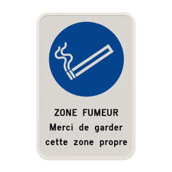 Panneau avec couvre-chant pour zone fumeur &ndash; texte et pictogramme personnalisables