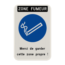 Panneau avec couvre-chant pour zone fumeur personnalisable &ndash; Merci de garder cette zone propre