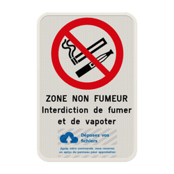 Panneau avec couvre-chant interdit de fumer et de vapoter &ndash; texte et logo personnalisables