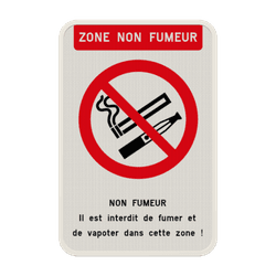 Panneau avec couvre-chant pour zone non-fumeur &ndash; interdit de fumer et de vapoter