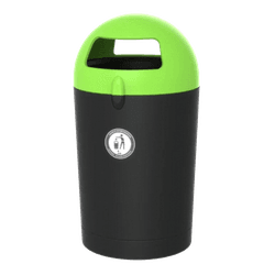 Buiten prullenbak TS-MONO-100L rond zwart, gekleurde deksel - 100 liter