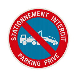 Panneau avec couvre-chant pour parking privé – Stationnement interdit - enlèvement demandé