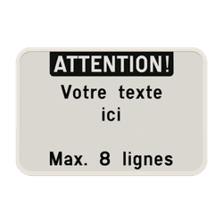 Panneau de Texte Personnalisable - Orientation Paysage Blanc/Noir