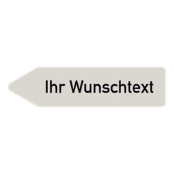 Pfeilwegweiser mit Wunschtext, wei&szlig;/schwarz &ndash; reflektierend