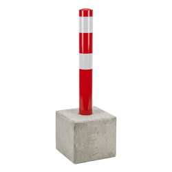 Afzetpaal staal &Oslash;89x750mm met vaste betonvoet 295x295x350mm