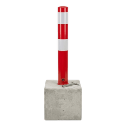 Poteau anti-stationnement amovible 750mm avec pied en b&eacute;ton 295x295x350mm