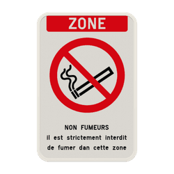 Zone - Interdiction de fumer - Texte personnalis&eacute;