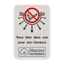 Interdiction de fumer - Texte personnalis&eacute; - Logo personnalis&eacute;
