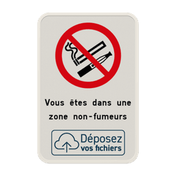 Interdiction de fumer - Texte personnalis&eacute; - Logo personnalis&eacute;