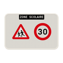 Panneau zone scolaire enfants et 30km/h - plusieurs dimensions