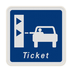 Panneau C62 &ndash; Pr&eacute;signalisation d&rsquo;une borne de retrait de ticket de p&eacute;age