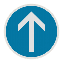 Panneau B21b &ndash; Direction obligatoire tout droit &agrave; la prochaine intersection