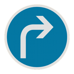 Panneau B21c1 &ndash; Direction obligatoire &agrave; droite &agrave; la prochaine intersection