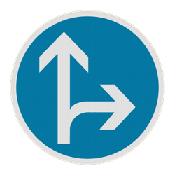 Panneau B21d1 &ndash; Directions obligatoires tout droit ou &agrave; droite