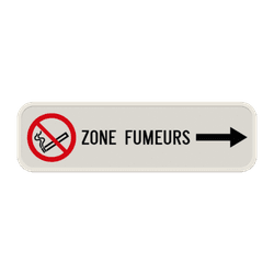 Panneau de signalisation avec fl&egrave;che directionnelle - Zone non-fumeur
