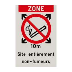 Zone - Interdiction de fumer - Texte personnalis&eacute;