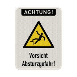 Schild Achtung Absturzgefahr, Vorsicht - reflektierend