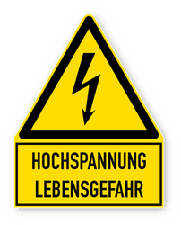 Schild Hochspannung Lebensgefahr - reflektierend