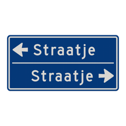 Straatnaambord 11 karakters 800x400 mm 2 regelig met pijl NEN 1772