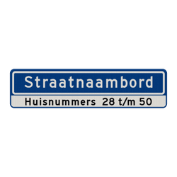 Straatnaambord 14 karakters 800x200 mm + Huisnummers NEN 1772