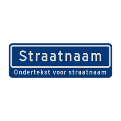 Straatnaambord 10 karakters 600x200 mm + ondertekst NEN 1772