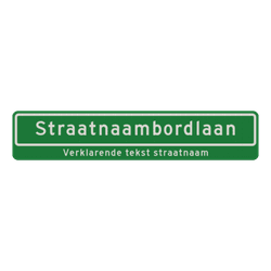 Straatnaambord groen met 18 karakters 1000x200 mm + ondertekst NEN 1772