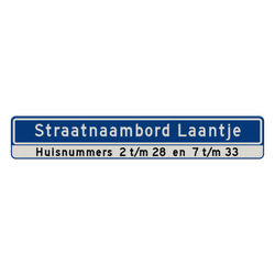 Straatnaambord 22 karakters 1180x200 mm + Huisnummers NEN 1772