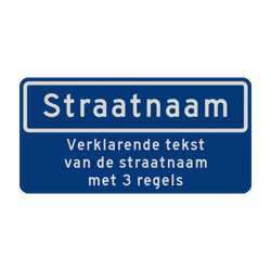 Straatnaambord 10 karakters 600x300mm + 3 regelige ondertekst NEN 1772