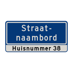 Straatnaambord 20 karakters 600x300mm 2 regelig + huisnummers NEN 1772