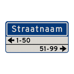 Straatnaambord 10 karakters 600x300 mm + 2 regelig huisnummers NEN 1772