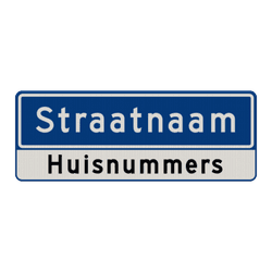 Straatnaambord 11 karakters 800x300mm 1 regelig + huisnummers NEN 1772