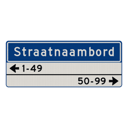 Straatnaambord 14 karakters 1000x400mm 1 regelig + 2 regelige huisnummers NEN 1772