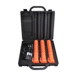 Verkeersregelaarslamp oranje LED, oplaadbaar - set 3 stuks inclusief koffer