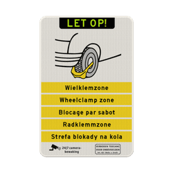 Verkeersbord wielklemzone meertalig - reflecterend