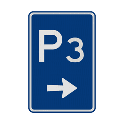 Verkeersbord RVV BW201r, parkeerplaats route met nummer - reflecterend