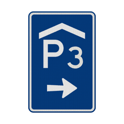 Verkeersbord RVV BW202r, parkeergarage route met nummer - reflecterend