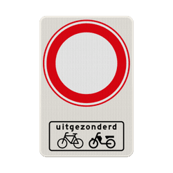 Verkeersbord gesloten voor verkeer uitgezonderd (brom)fietsers - reflecterend