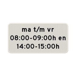 Verkeersbord RVV OB204p, onderbord met tijdsaanduiding - reflecterend