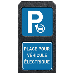 Poteau place véhicule électrique avec deux plaques réfléchissantes