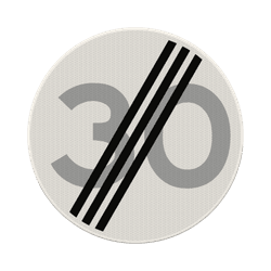 Verkeersbord einde maximum snelheid 30km/u RVV A02-30 - reflecterend