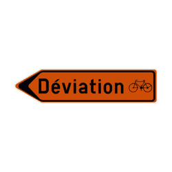 Panneau temporaire F41 D&eacute;viation &agrave; gauche avec texte et pictogramme personnalis&eacute;s