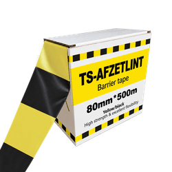Afzetlint geel zwart op rol 500 meter