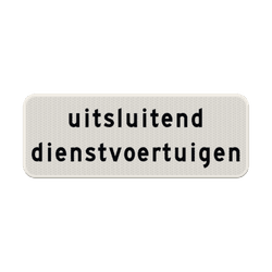Verkeersbord uitsluitend dienstvoertuigen wit/zwart - reflecterend