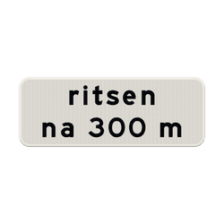 Verkeersbord RVV OB728 - ritsen met afstandsaanduiding