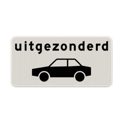 Verkeersbord RVV OB59 - Uitgezonderd auto's