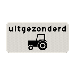 Verkeersbord RVV OB55 - Uitgezonderd tractoren