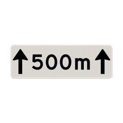 Verkeersbord RVV OB411-500 - Afstandsaanduiding in meters met pijlen