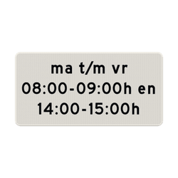 Verkeersbord RVV OB204p - datum met tijdsaanduiding - reflecterend